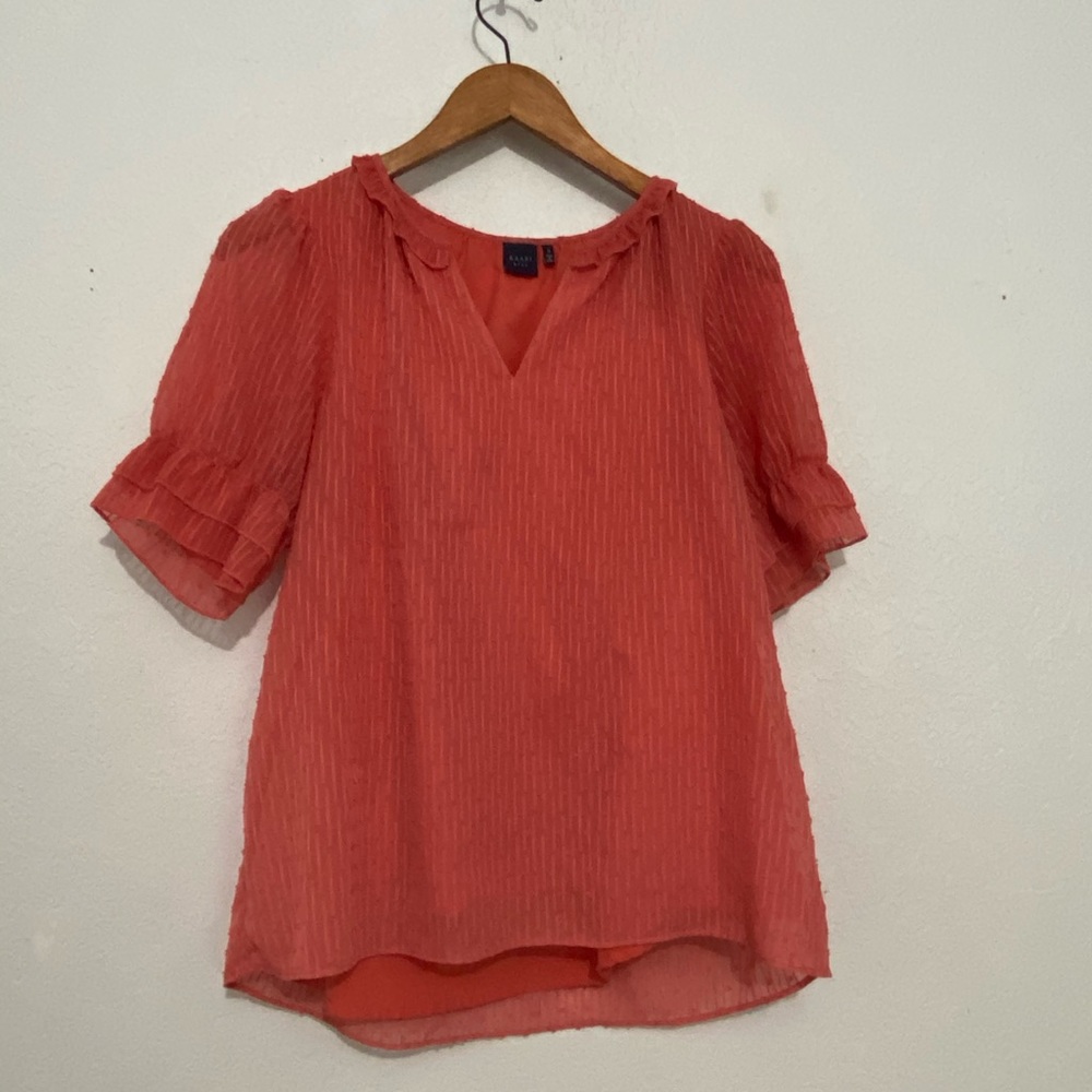 Kaari Blue Ruffle Sleeve Blouse
